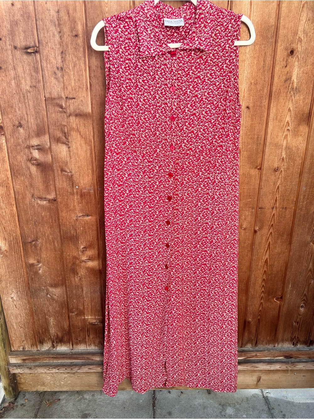 Vintage 90s East West Fashions Floral Rayon Button Front Maxi Dress S L